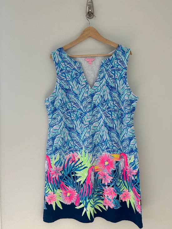Lilly Pulitzer Dresses & Skirts - Lilly Pulitzer Harper French Terry Shift in Bennet Blue Let's Mango XL EUC